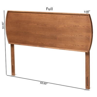 Baxton Studio Laurien Mid-Century Modern Ash Walnut Finished Wood Size Headboard, Ash Walnut, large