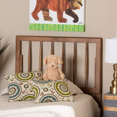 Baxton Studio Valin Modern and Contemporary Ash Walnut Finished Wood Twin Size Headboard, Ash Walnut, rollover