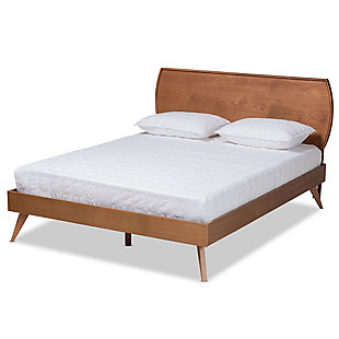 Baxton Studio Aimi Mid-Century Modern Walnut Brown Finished Wood King Size Platform Bed, Walnut Brown, large