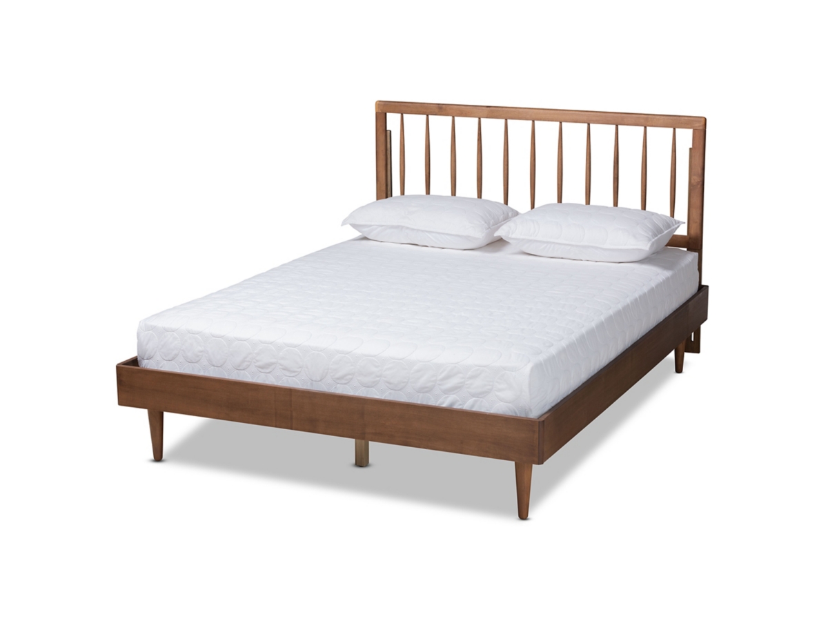 Baxton Studio Sora Mid-Century Modern Ash Walnut Finished Wood Full Size Platform Bed