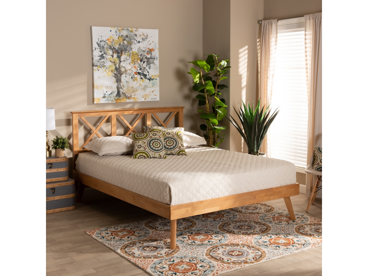 Baxton Studio Galvin Modern and Contemporary Brown Finished Wood Full Size Platform Bed