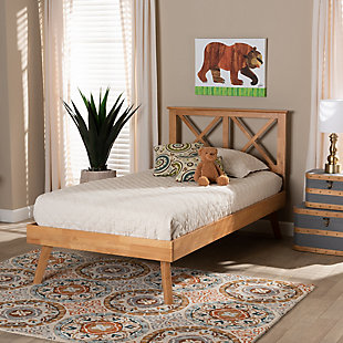 Baxton Studio Galvin Modern and Contemporary Brown Finished Wood Twin Size Platform Bed, Brown, rollover