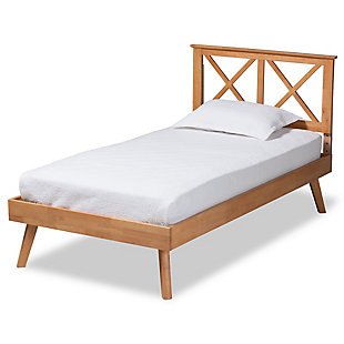 Baxton Studio Galvin Modern and Contemporary Brown Finished Wood Twin Size Platform Bed, Brown, large