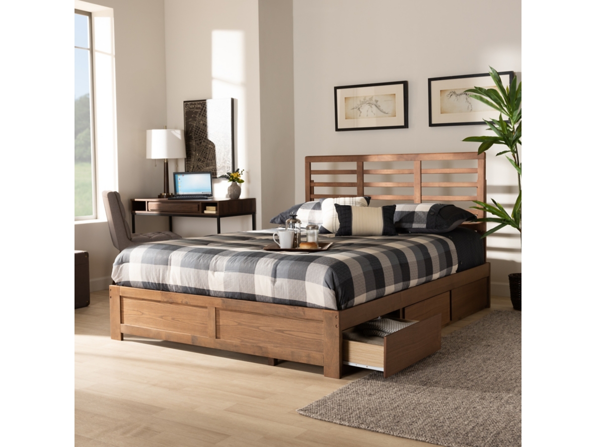 Baxton Studio Piera Modern and Contemporary Transitional Ash Walnut Brown Finished Wood King Size 3-Drawer Platform Storage Bed Baxton Studio Piera Modern and Contemporary Transitional Ash Walnut Brown Finished Wood King Size 3-Drawer Platform Storage Bed