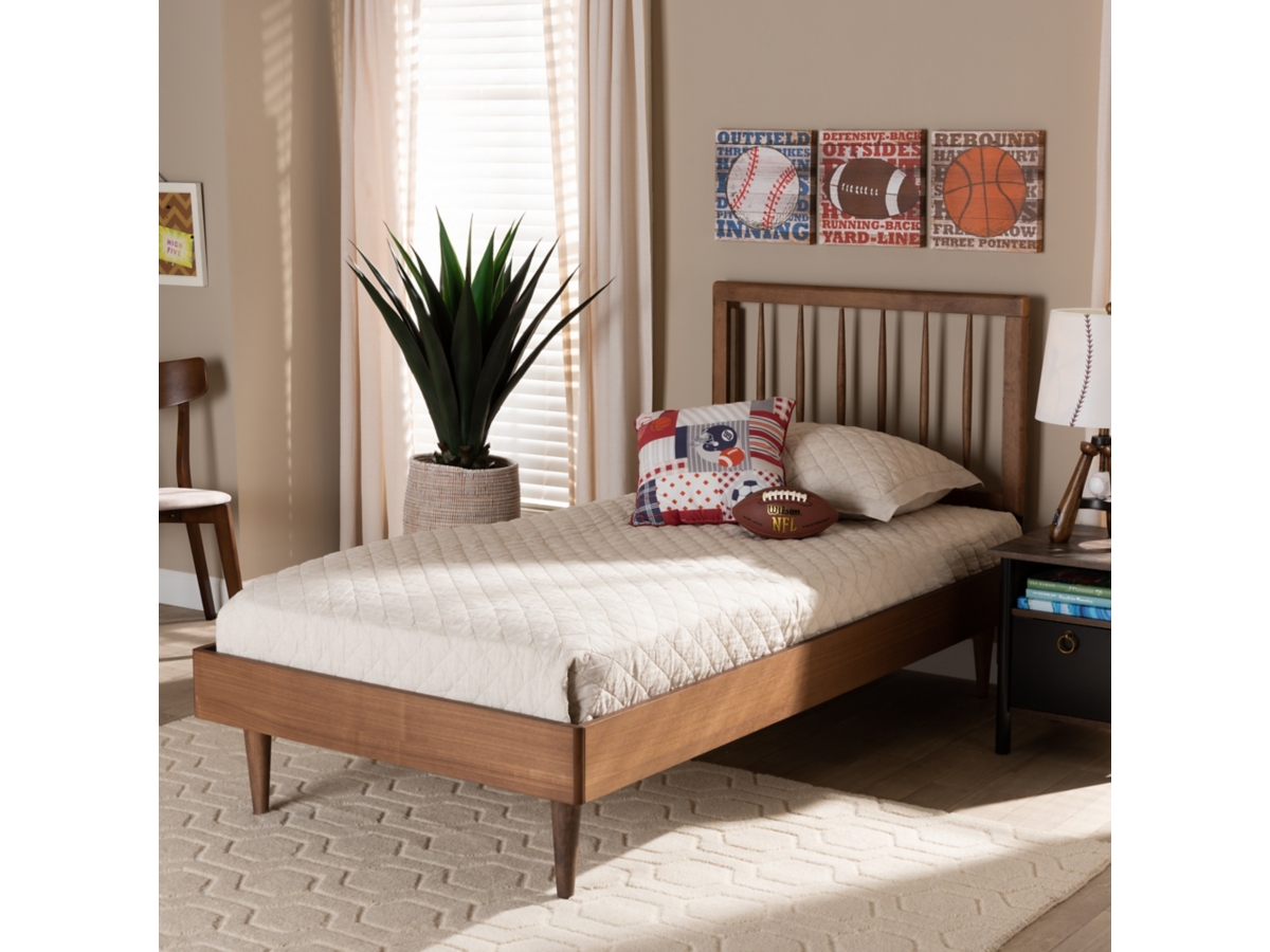 Baxton Studio Sora Mid-Century Modern Ash Walnut Finished Wood Twin Size Platform Bed Baxton Studio Sora Mid-Century Modern Ash Walnut Finished Wood Twin Size Platform Bed