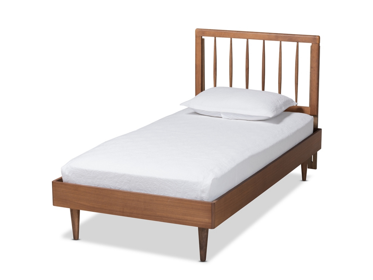 Baxton Studio Sora Mid-Century Modern Ash Walnut Finished Wood Twin Size Platform Bed