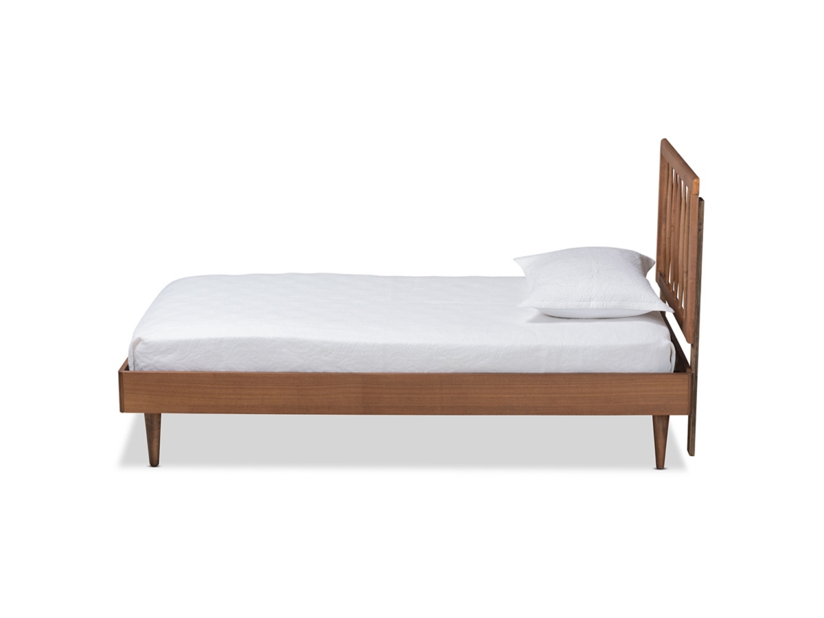 Baxton Studio Maren Gray and Walnut Queen Platform Bed with