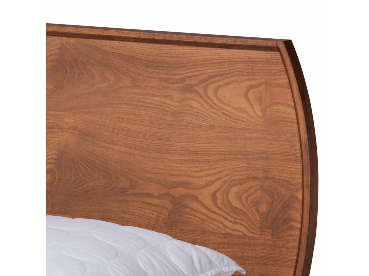 Baxton Studio Aimi Mid-Century Modern Walnut Brown Finished Wood Queen Size Platform Bed