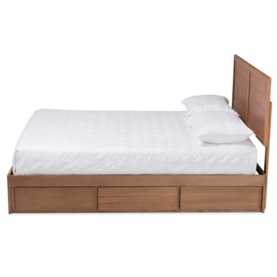 Baxton Studio Lisa Modern and Contemporary Transitional Ash Walnut Brown Finished Wood Full Size 3-Drawer Platform Storage Bed, Ash Walnut, large