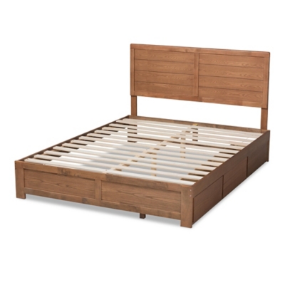 Baxton Studio Lisa Modern and Contemporary Transitional Ash Walnut Brown Finished Wood Full Size 3-Drawer Platform Storage Bed, Ash Walnut, large