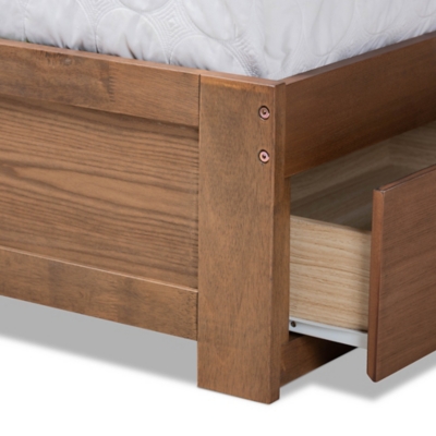 Baxton Studio Lisa Modern and Contemporary Transitional Ash Walnut Brown Finished Wood Full Size 3-Drawer Platform Storage Bed, Ash Walnut, large