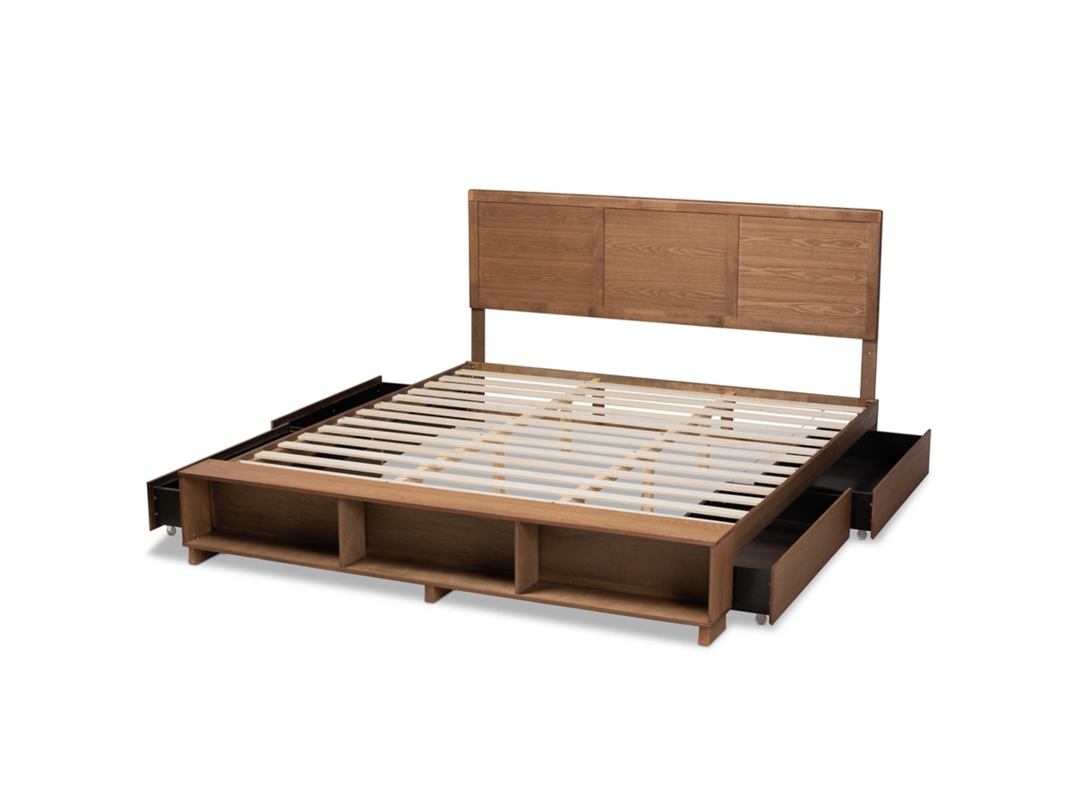 Baxton Studio Tamsin Wood King Size 4 Drawer Platform Storage Bed