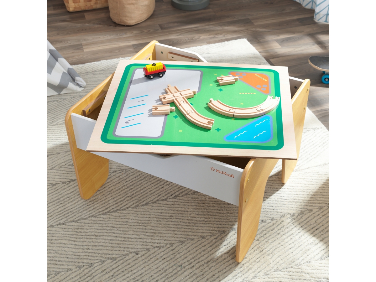 KidKraft Double-Sided Wood Train outlet & Activity Table with Drawer, Natural