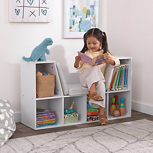 KidKraft Bookcase with Reading Nook, 6 Shelves, White, , large