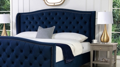 Jennifer Taylor Marcella Upholstered Shelter King Headboard Bed - Thumbnail 5