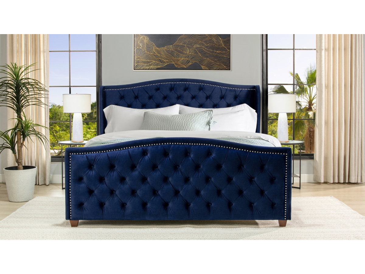 Marcella Upholstered Shelter Wingback Panel Bed
