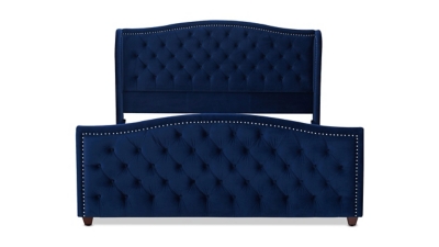 Jennifer Taylor Marcella Upholstered Shelter King Headboard Bed - Thumbnail 3