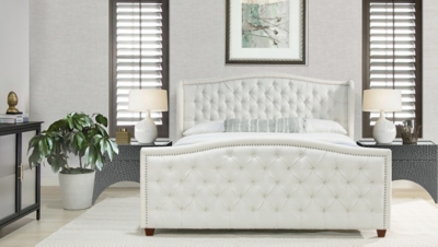 B600009074 Marcella Upholstered Shelter Wingback Panel Bed, A sku B600009074