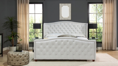 Jennifer Taylor Marcella Upholstered Shelter King Headboard Bed - Thumbnail 4