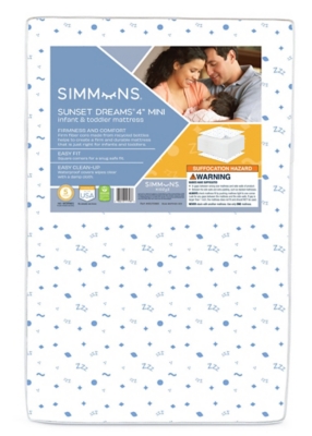 Simmons Kids Sunset Dreams 4-inch Mini Crib Mattress, Greenguard Gold Certified