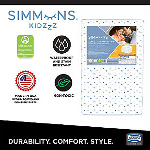 Simmons Kids Sunset Dreams 4-inch Mini Crib Mattress, Greenguard Gold Certified, , large