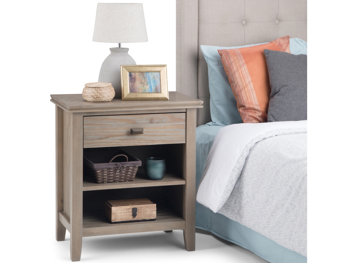 Simpli Home Artisan 24" 1 Drawer Nightstand, Distressed Gray, large
