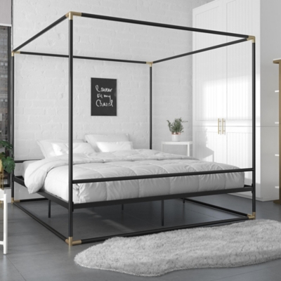 Celeste Canopy Metal Bed, Black