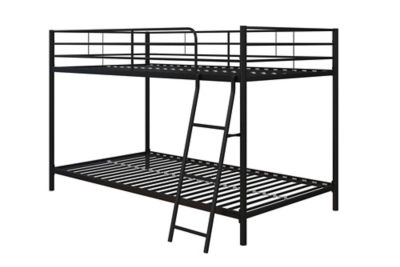 Atwater Living Bloor Small Space Twin over Twin Bunk Bed, Black Metal, Black, large