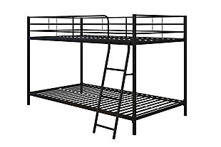 Atwater Living Bloor Small Space Twin over Twin Bunk Bed, Black Metal, Black, large