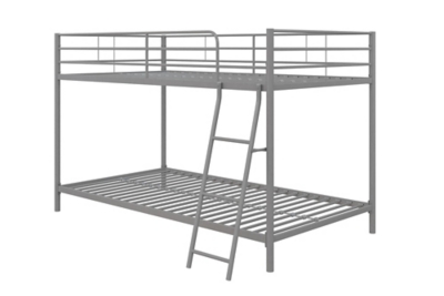 Atwater Living Bloor Small Space Twin over Twin Bunk Bed, Silver Metal, Silver, large
