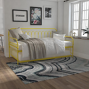 Novogratz Bright Pop Metal Daybed with Roll Out Trundle, Yellow, Yellow, rollover