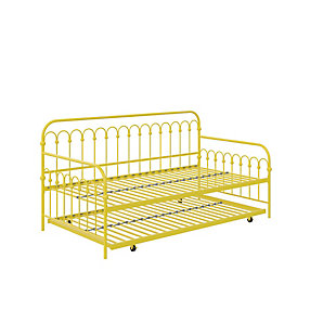 Novogratz Bright Pop Metal Daybed with Roll Out Trundle, Yellow, Yellow, large