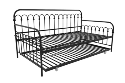 Novogratz Bright Pop Metal Daybed with Trundle, Black, Twin, Black, large