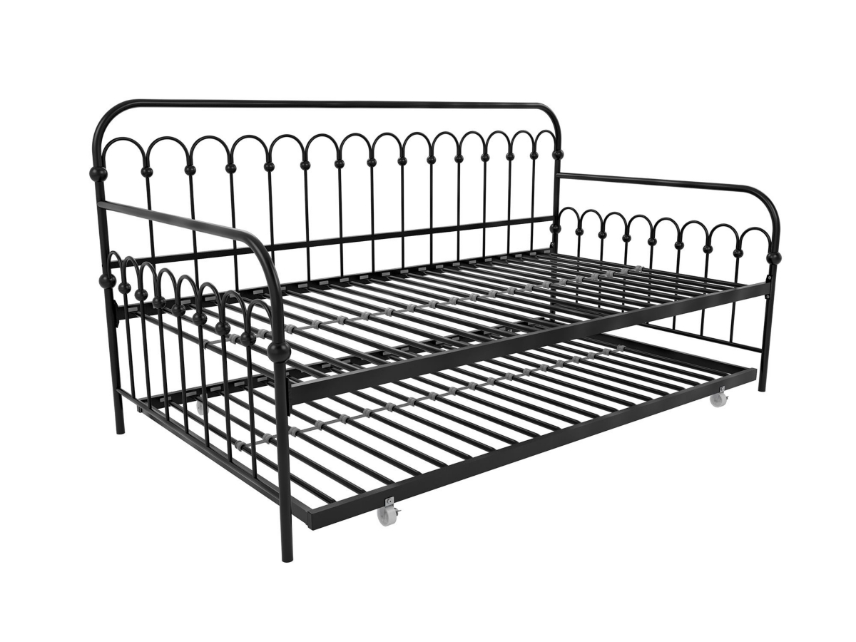 Novogratz Bright Pop Metal Daybed with Trundle, Black,
