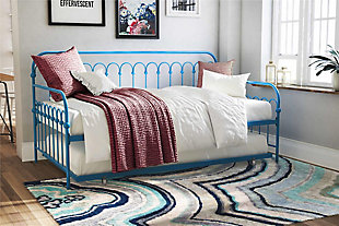 Novogratz Bright Pop Metal Daybed with Trundle, Turquoise, Twin, Teal, rollover