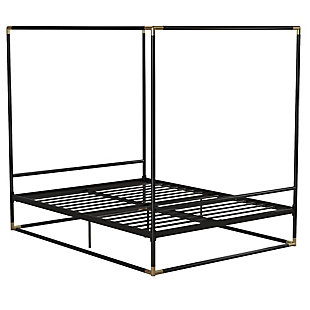 CosmoLiving Celeste Canopy Metal Bed, Full, Black/Gold, , large