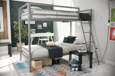 Novogratz Maxwell TwinOverTwin Metal Bunk Bed, Gray, Gray, rollover