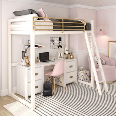 Little Seeds Monarch Hill Haven Twin Metal Loft Bed, , rollover
