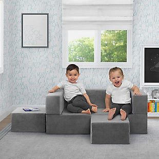 Delta Children 3-Piece Convertible Sofa and Play Set, Gray, rollover