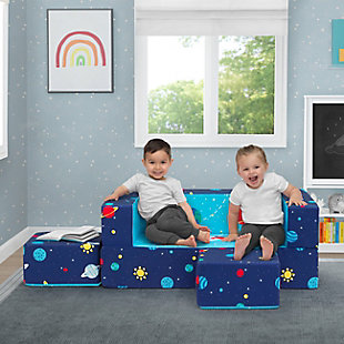 Delta Children 3-Piece Convertible Sofa and Play Set, Blue, rollover