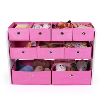 Delta Children Deluxe Multi-Bin Toy Organizer with Storage Bins - White/Pink