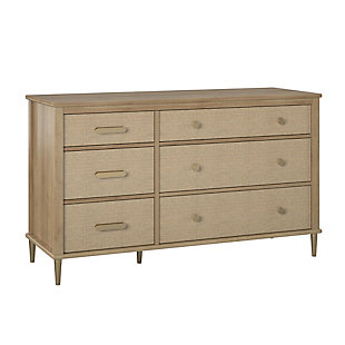 Little Seeds Shiloh Wide Convertible 6 Drawer Dresser, Natural and Rattan, , large