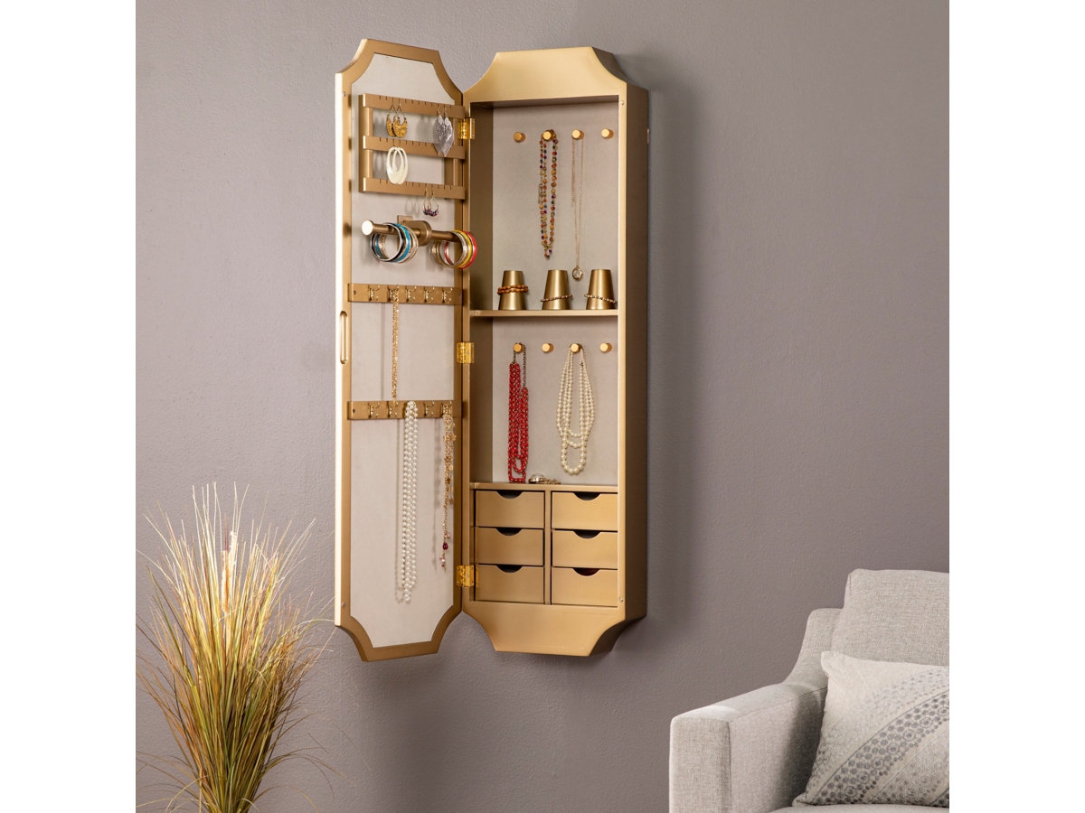 Southern Enterprises Furniture Pallston Wall Mount Jewelry Armoire Ashley