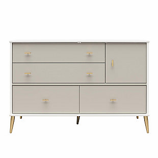 Little Seeds Valentina 4 Drawer And 1 Door Convertible Dresser, White/Gray, large