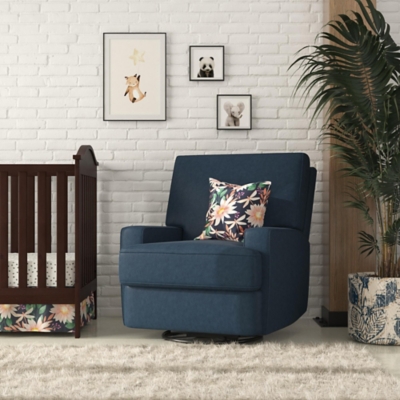 Baby Relax Rufus Swivel Glider Nursery Recliner, Blue