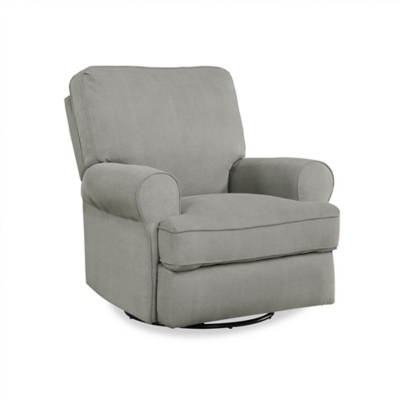 Nursery Rocking Chair with Ottoman, Linen Glider Rocker Chair with High  Backrest and Side Pocket, Upholstered Breastfeeding Chair for Living Room