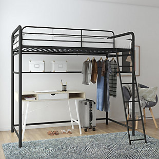 Atwater Living Dale Closet Storage Loft Bed, Black, rollover