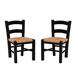 Linon Minka Wicker Kids Chairs Set Of Two, Black, large