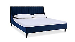 Jennifer Taylor Aspen Vertical Tufted Headboard Platform King Bed, Navy Blue, large