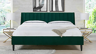 Jennifer Taylor Aspen Vertical Tufted Headboard Platform California King Bed, Evergreen, rollover